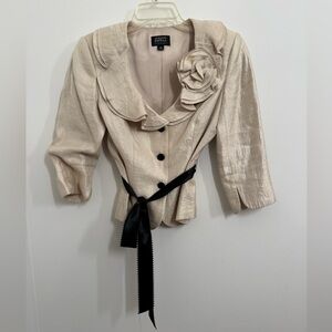 Adrianna Papell Cream Blazer with Black Buttons